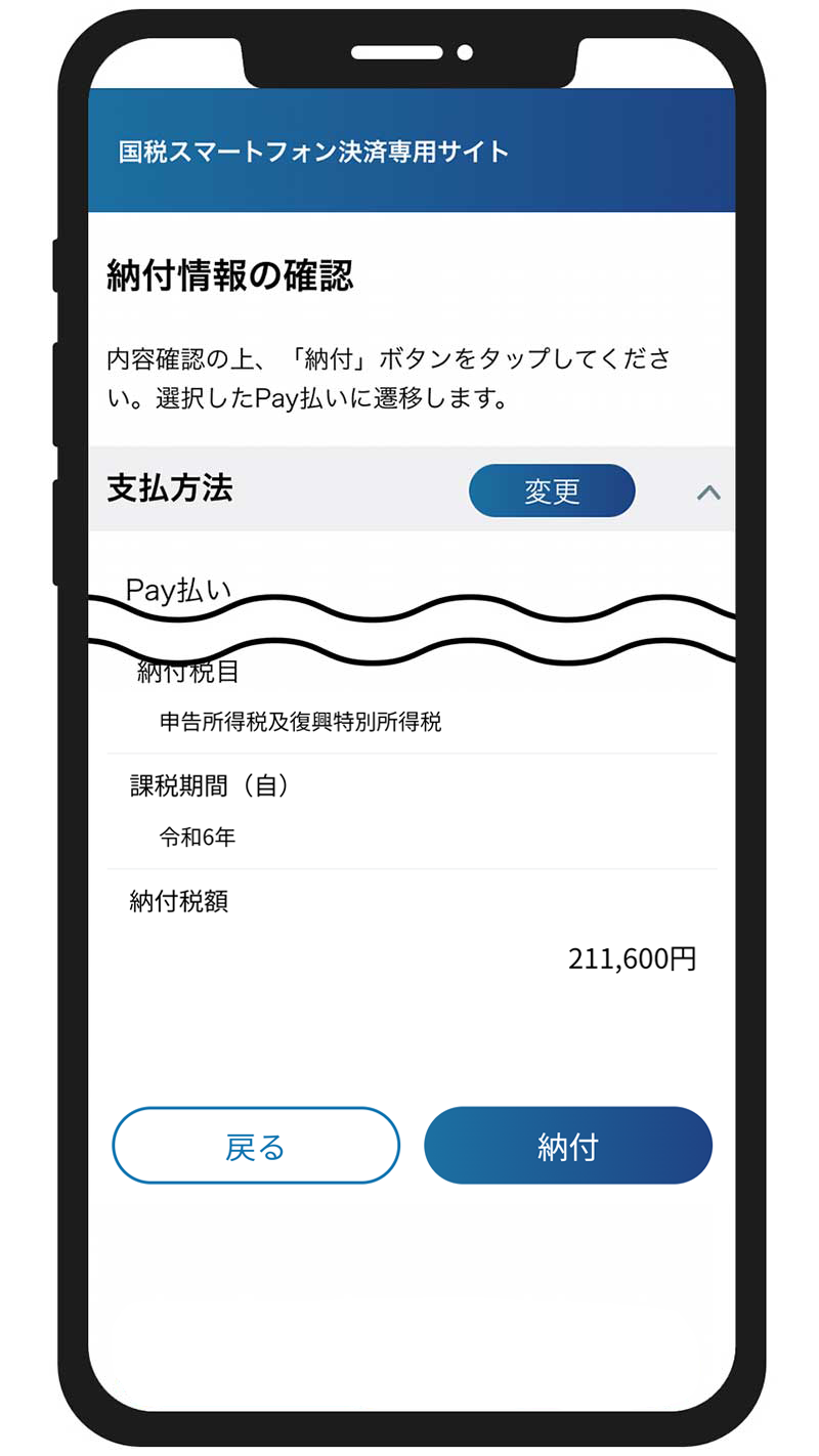 入力内容の確認、納付