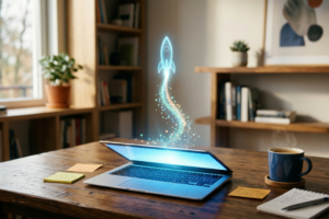 会社員エンジニアがClaude CodeなどのAIツールを使って個人開発でWebサービスをリリースするイメージ